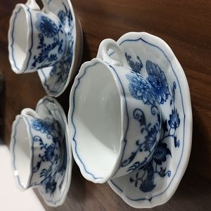 Czech Zwiebelmuater Tea Original Bohemia Blue Tea Cup and Saucer Onion Flower 6p